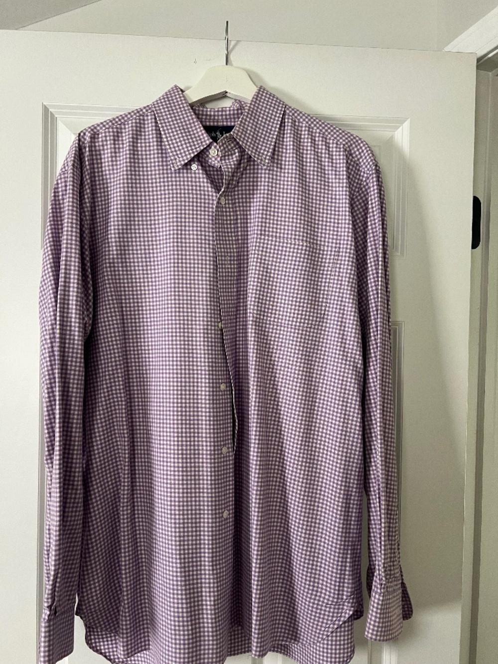 Ralph Lauren Men’s Purple Gingham Button-Down Shirt – Size Large